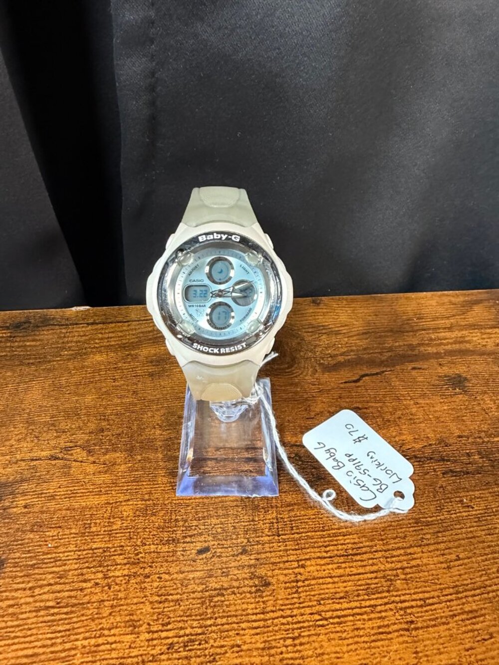 Casio Baby-G Analog Digital Watch Blue Dial Cream Resin Y2K Running